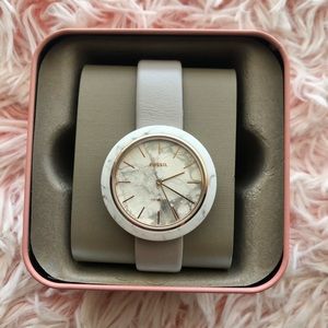 Fossil Marble Watch with Leather Strap